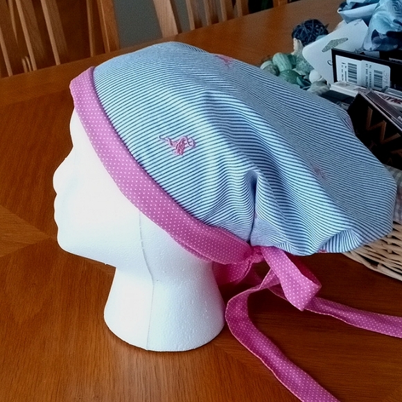 Scrub Room for Ponytail Hat Woman's Reversible Flamingo Embroidered NWOT - Picture 4 of 6